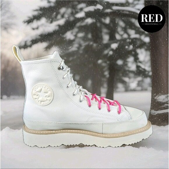 Converse Chuck Taylor Ivory Off White Leather Crafted Boot Men's 8.5 Women's 10 - Picture 11 of 15